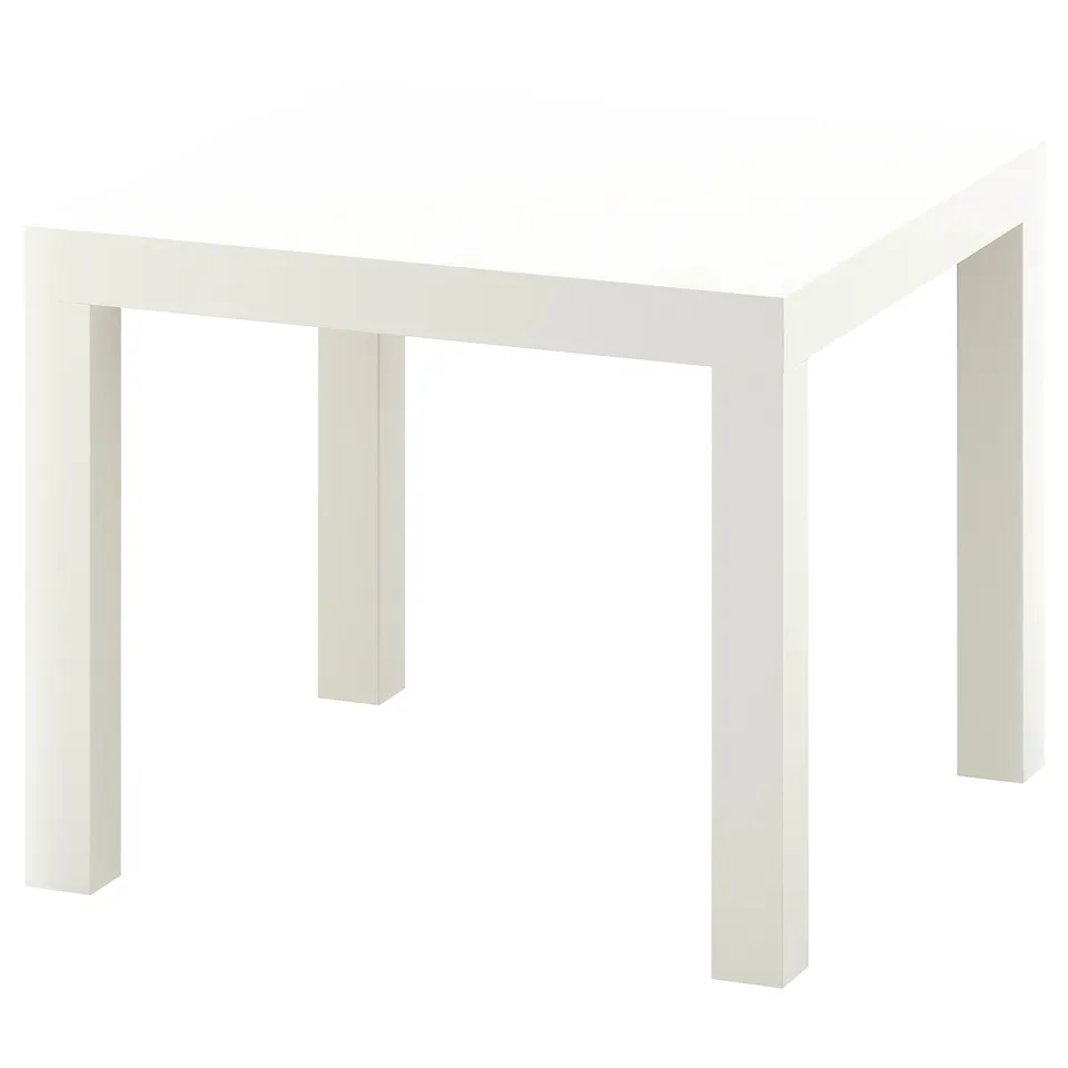 White IKEA LACK side table - compact, minimalist.
