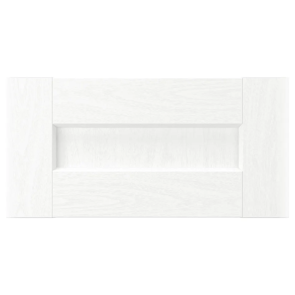 A white ENKÖPING shelf unit. It three levels, a modern design, and sturdy construction.