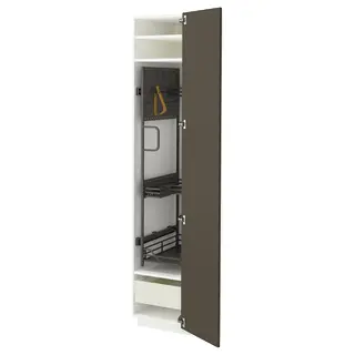 METOD / MAXIMERA high cabinet with cleaning interior, white/Havstorp brown-beige, 40x60x200 cm