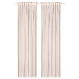 MATILDA sheer curtains, 1 pair, pale pink/with heading tape, 145x300 cm