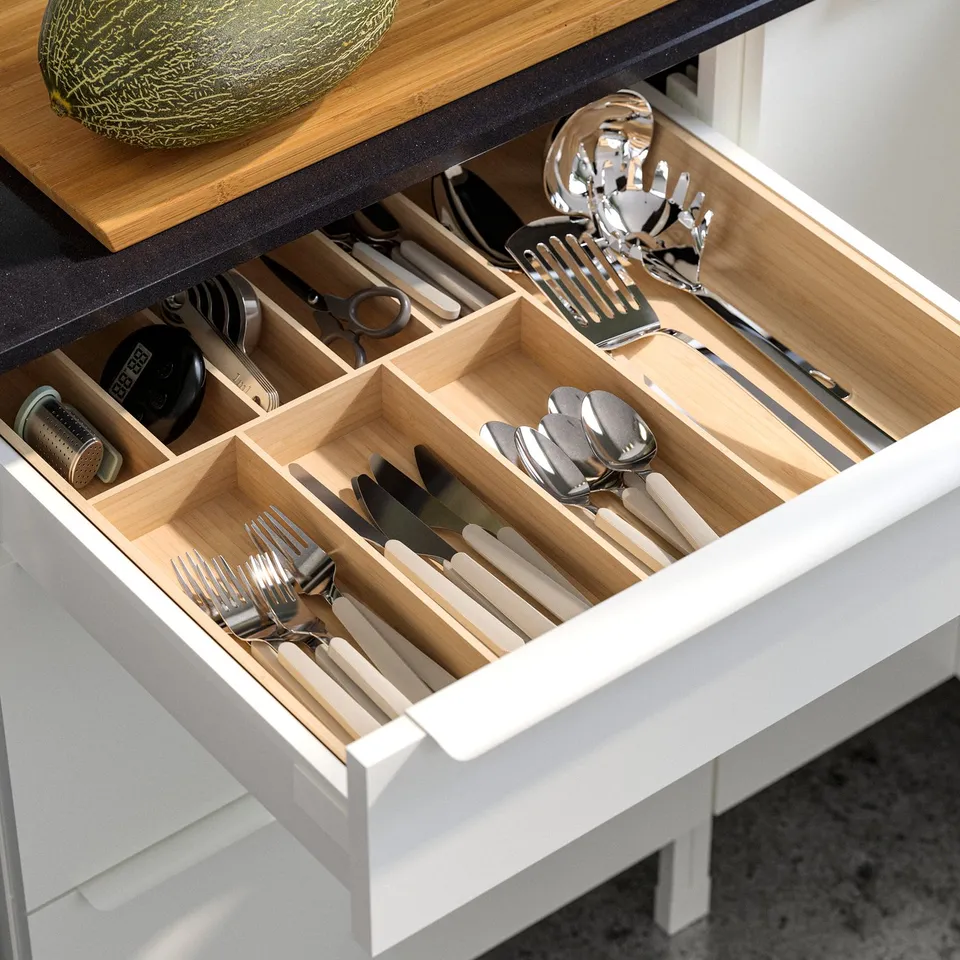 UPPDATERA Cutlery tray, light bamboo, 52x50 cm