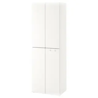 SMÅSTAD / PLATSA wardrobe, white white/with 2 clothes rails, 60x57x181 cm