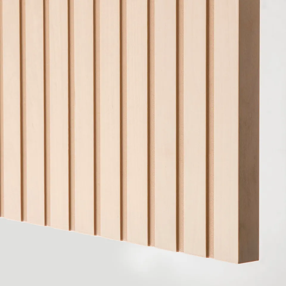 Close-up of BESTÅ wooden panel, smooth birch veneer finish