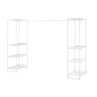 JOSTEIN shelving unit with clothes rod, in/outdoor/wire white, 61x166/270x180 cm