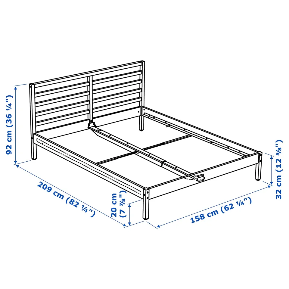 Illustration with measurements for the product: TARVA.