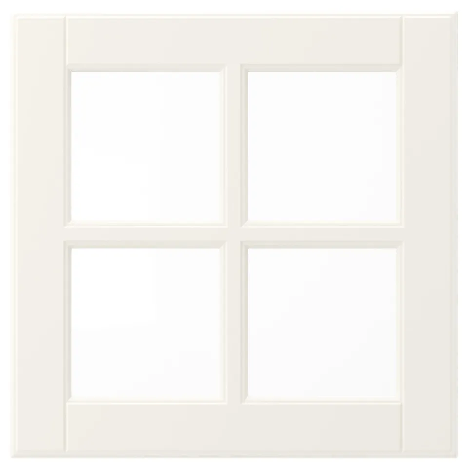 A white BODBYN cabinet door with a bevelled panel design.
