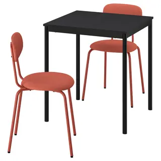 SANDSBERG table and 2 chairs, black black/Remmarn red-brown red-brown, 67x67 cm