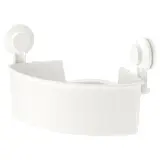 TISKEN corner shelf unit with suction cup, white, Width 30 x Depth 20 x Height 17 cm