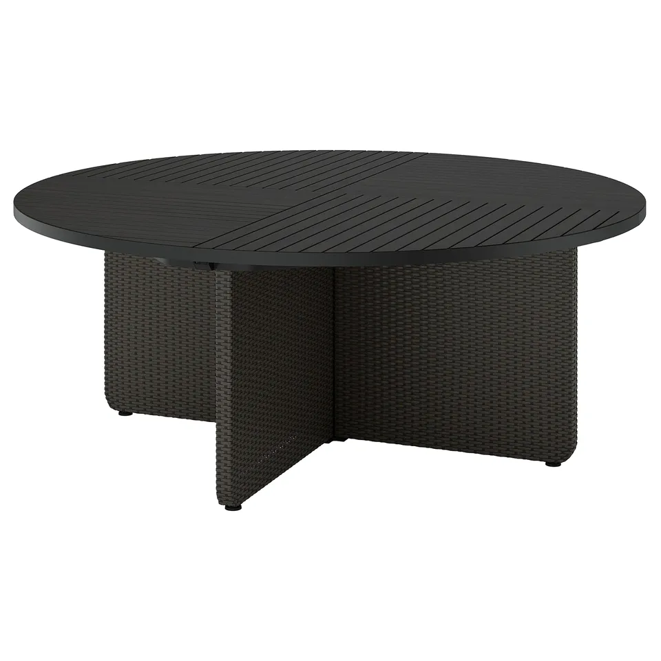 VITTSKÄR Table, plastic rattan outdoor/dark grey, 187 cm