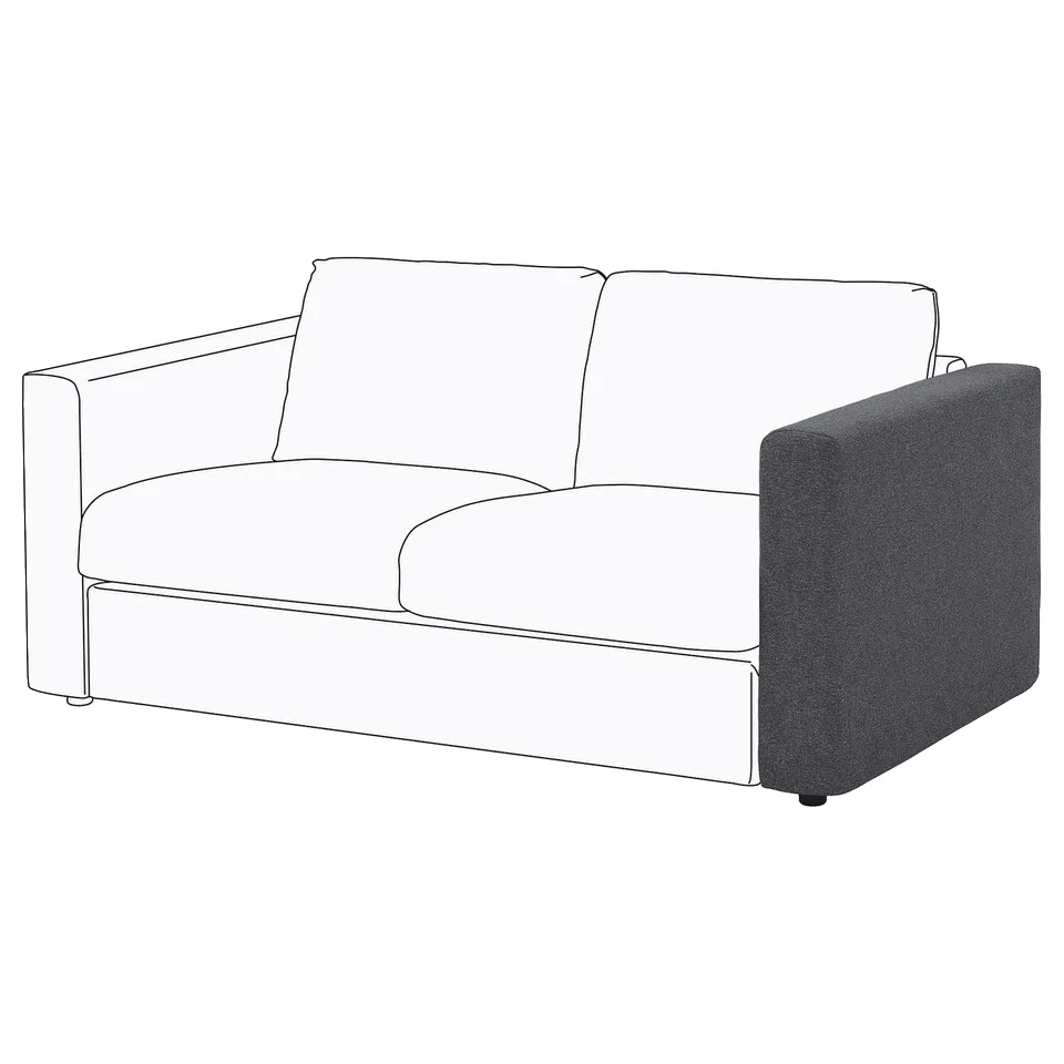 VIMLE sofa, black and grey, modern minimalist design, two seats, removable and machine washable cover.