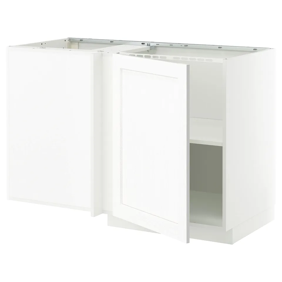 A white METOD kitchen cabinet set with a subtle grain structure, designed for a classic look.