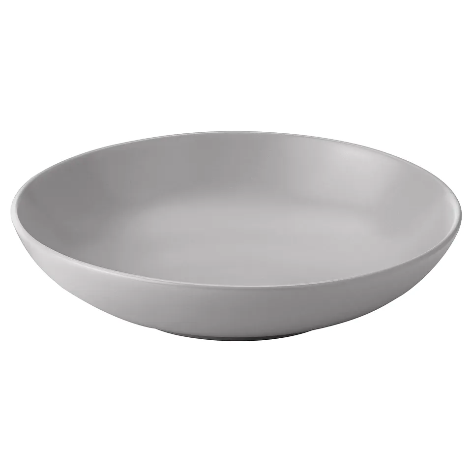 FÄRGKLAR Deep plate, matt light grey, 19 cm