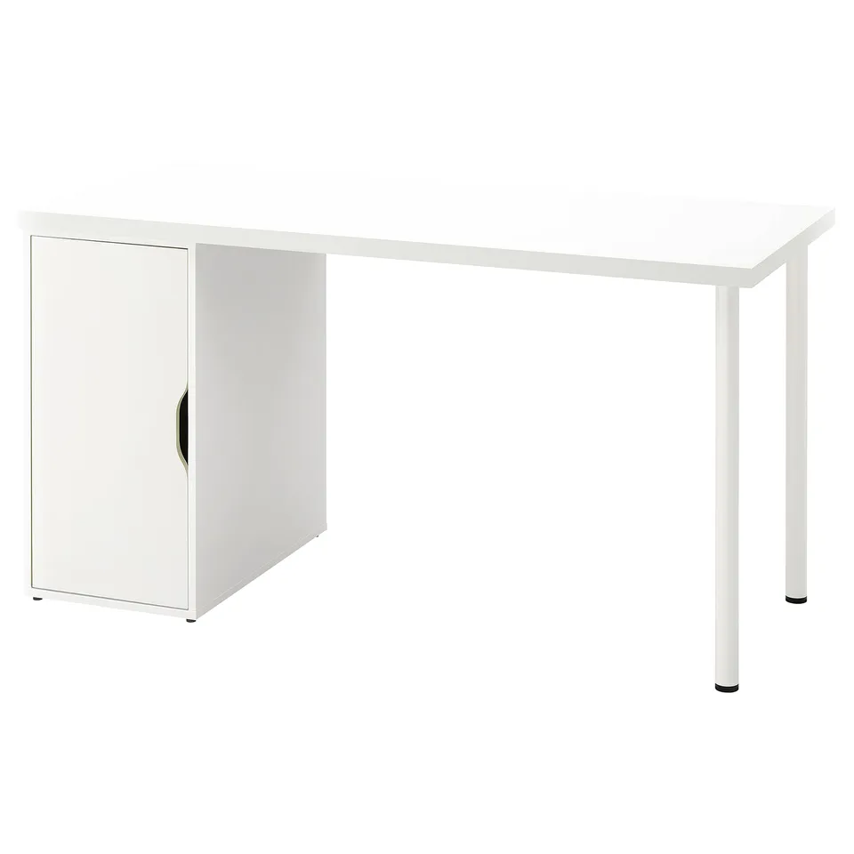 A white LAGKAPTEN desk with a single cabinet and square legs.