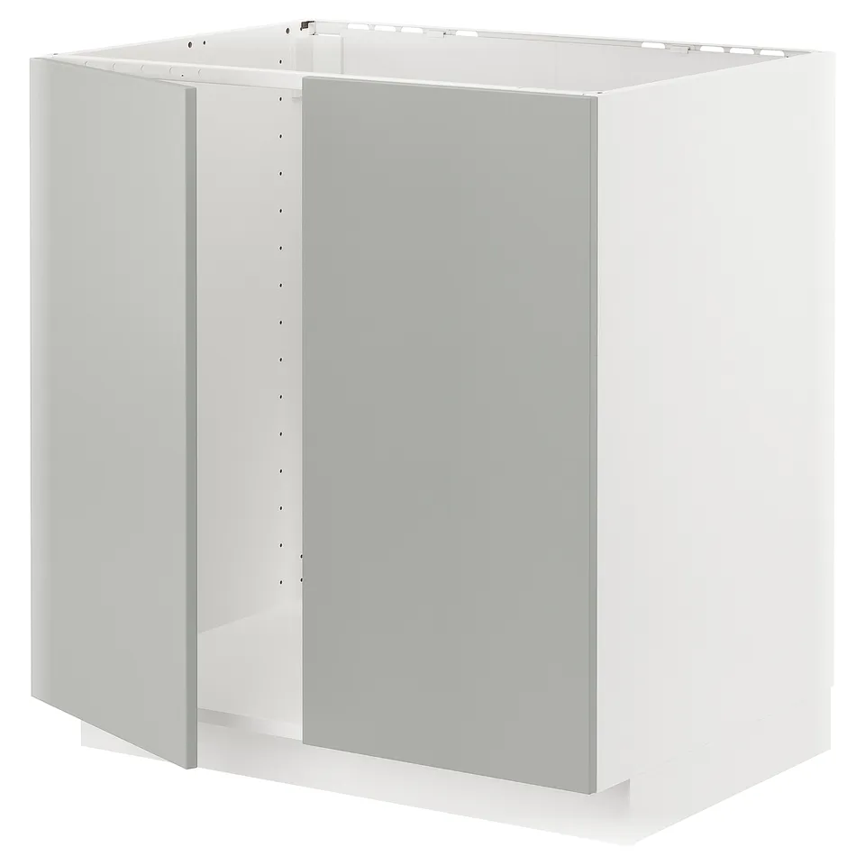White METOD kitchen cabinet, light grey, rectangular, modern design.