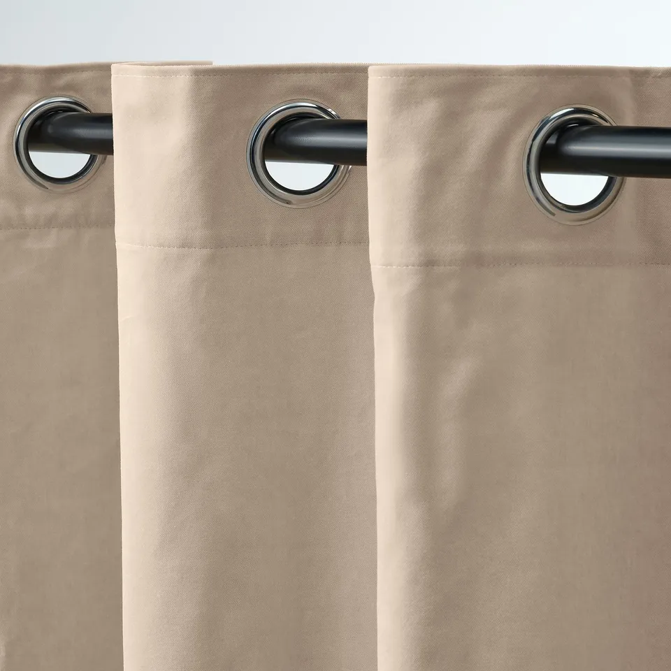 SANELA Curtains, 1 pair, light beige/with eyelets, 140x160 cm