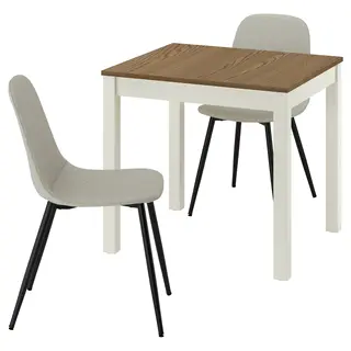 ÅLHULT / NORDMANSSKÄR table and 2 chairs, beige/brown/Tonerud grey black, 80x74 cm