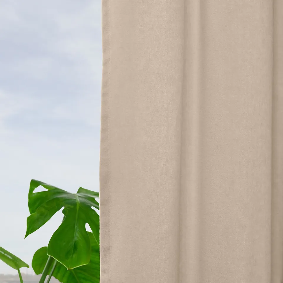 SANELA Curtains, 1 pair, light beige/with eyelets, 140x160 cm
