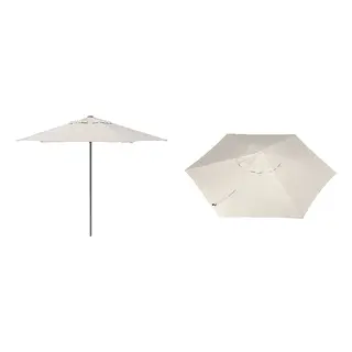 JOGGESÖ/LINDÖJA set: parasol + parasol canopy, light grey-beige, 300 cm