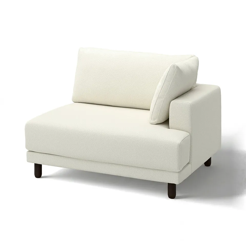 UPPÅKRA cream sofa, modern minimalist design, with light fabric and dark wooden legs.