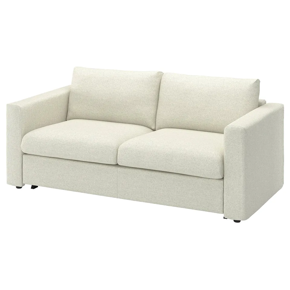 VIMLE sofa, cream, fabric, modern, clean lines, two seats.