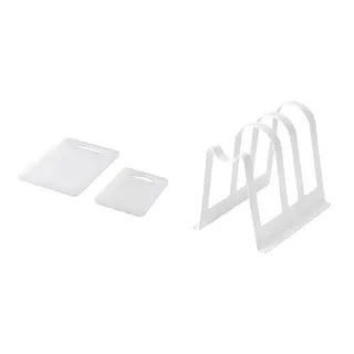 cutting board + stand set: chopping board, set of 2 + cutting board and lid stand, white
