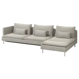 SÖDERHAMN 4-seat sofa-bed, with chaise longue with open end/Viarp beige/brown, Width 313 x Depth 151 x Height 83 cm