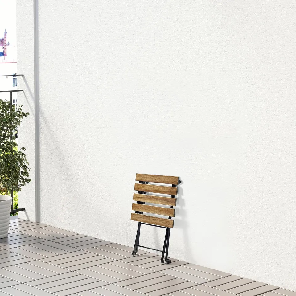TÄRNÖ Stool, black/light brown stained, 30x42 cm