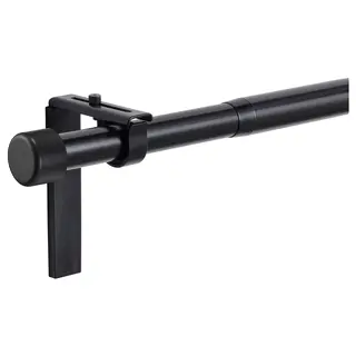 HUGAD curtain rod combination, with wall/ceiling brackets/with finials black, 210-385 cm