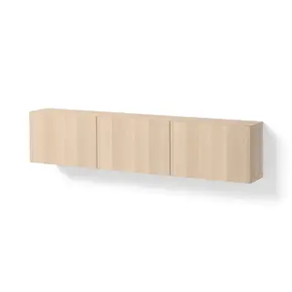 BESTÅ wall-mounted cabinet combination, white stained oak effect/Lappviken white stained oak effect, 180x22x38 cm