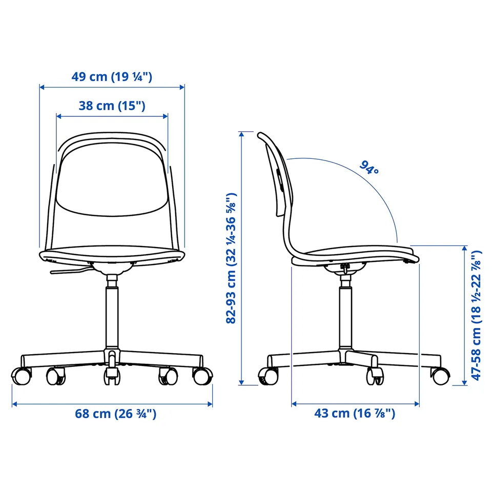 Illustration with measurements for the product: ÖRFJÄLL.