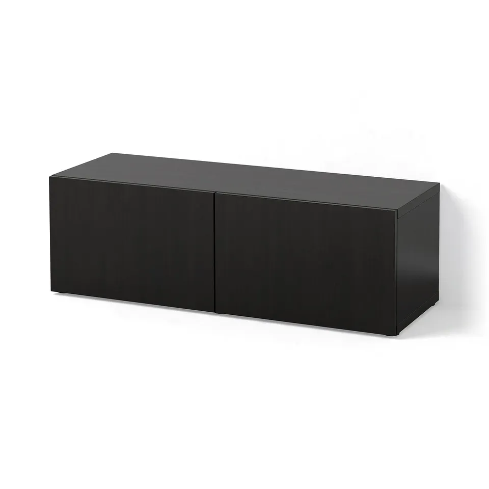 BESTÅ Shelf unit with doors, black-brown/Lappviken black-brown, 120x42x38 cm