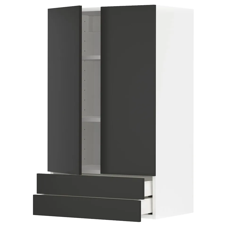 Modern kitchen cabinet in matt black with a sleek, rectangular design.