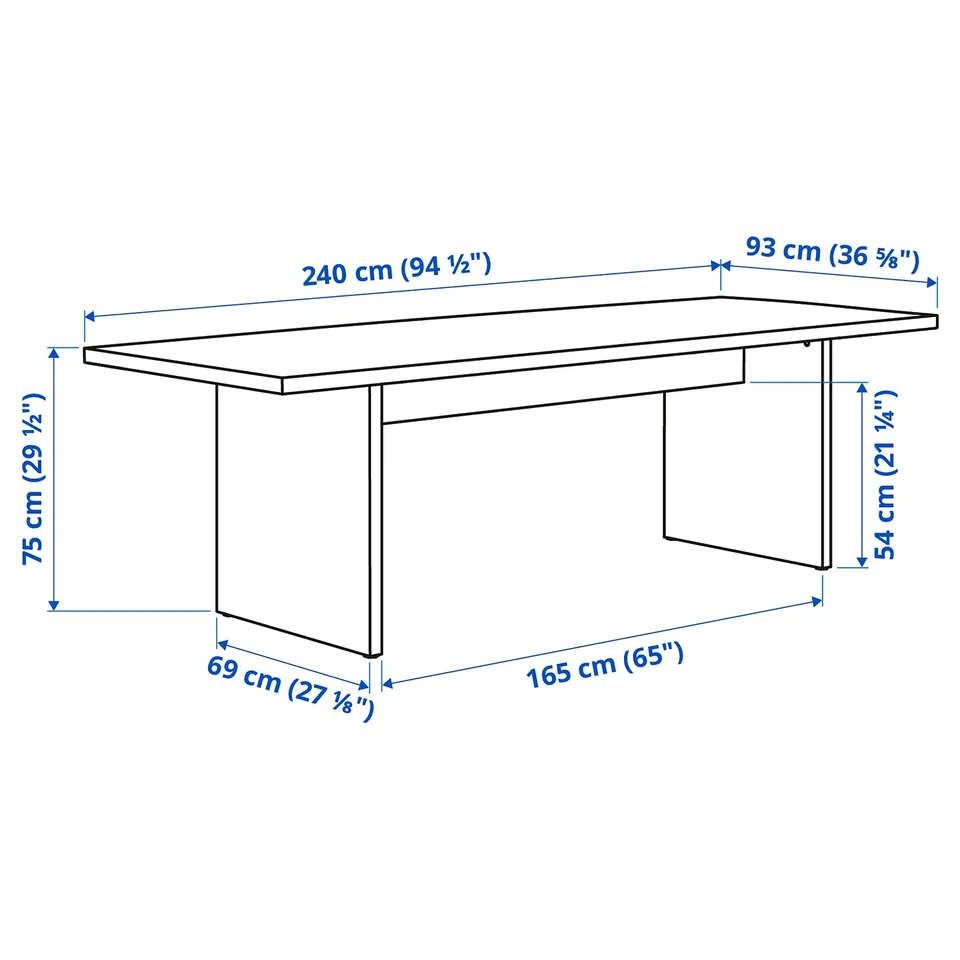 BERGSHYTTAN / TOSSBERG Table with 2 chairs and bench, dark brown ash veneer/Gunnared dark grey black, 240x93 cm