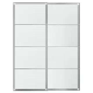 LUNDBRÄSMA pair of sliding doors, aluminium/checkered glass, 150x201 cm