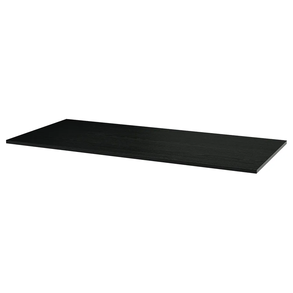 MITTZON desk shelf. Black, rectangular, simple design. Ash veneer top. Stain-resistant.