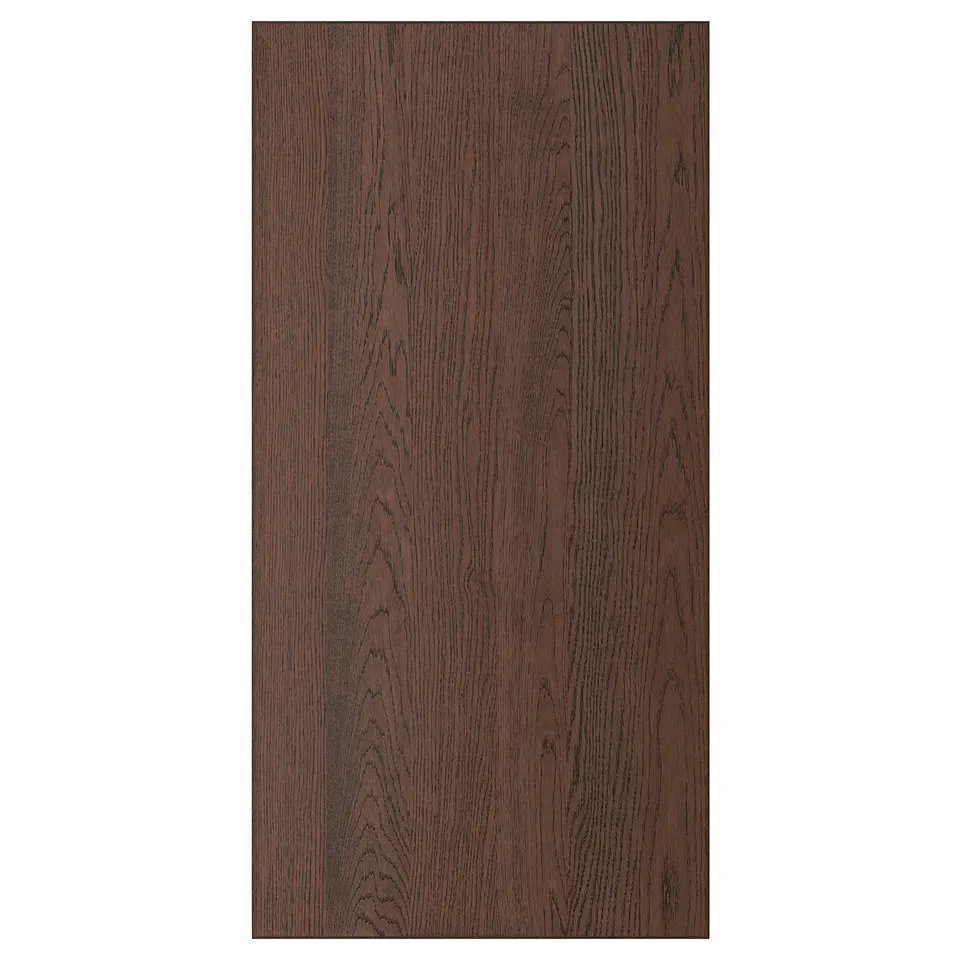 SINARP dark brown wooden cabinet fronts, featuring timeless design and solid oak edging.