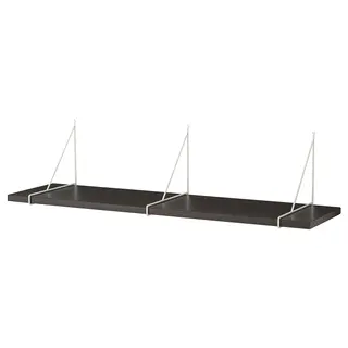 BERGSHULT / PERSHULT wall shelf, brown-black/white, 120x30 cm