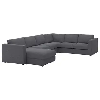 VIMLE cvr crnr sofa, 5-seat w chaise lng, Gunnared medium grey