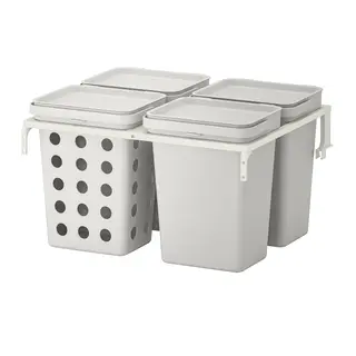 HÅLLBAR waste sorting solution, for METOD kitchen drawer ventilated/light grey, 40 l