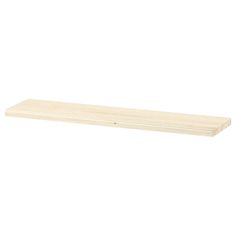 TRANHULT wooden shelf - rectangle, aspen, clear lacquer - storage & display.