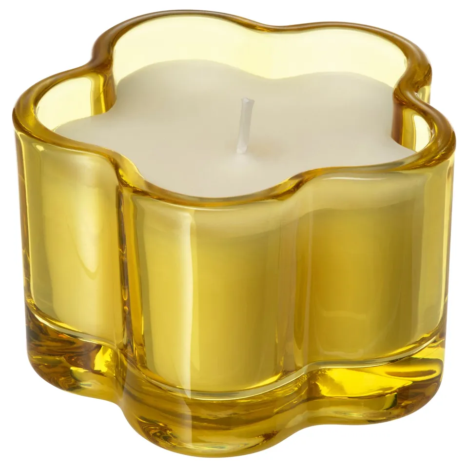MORKULLA Scented candle in glass, Lilac assorted colours, 12 hr