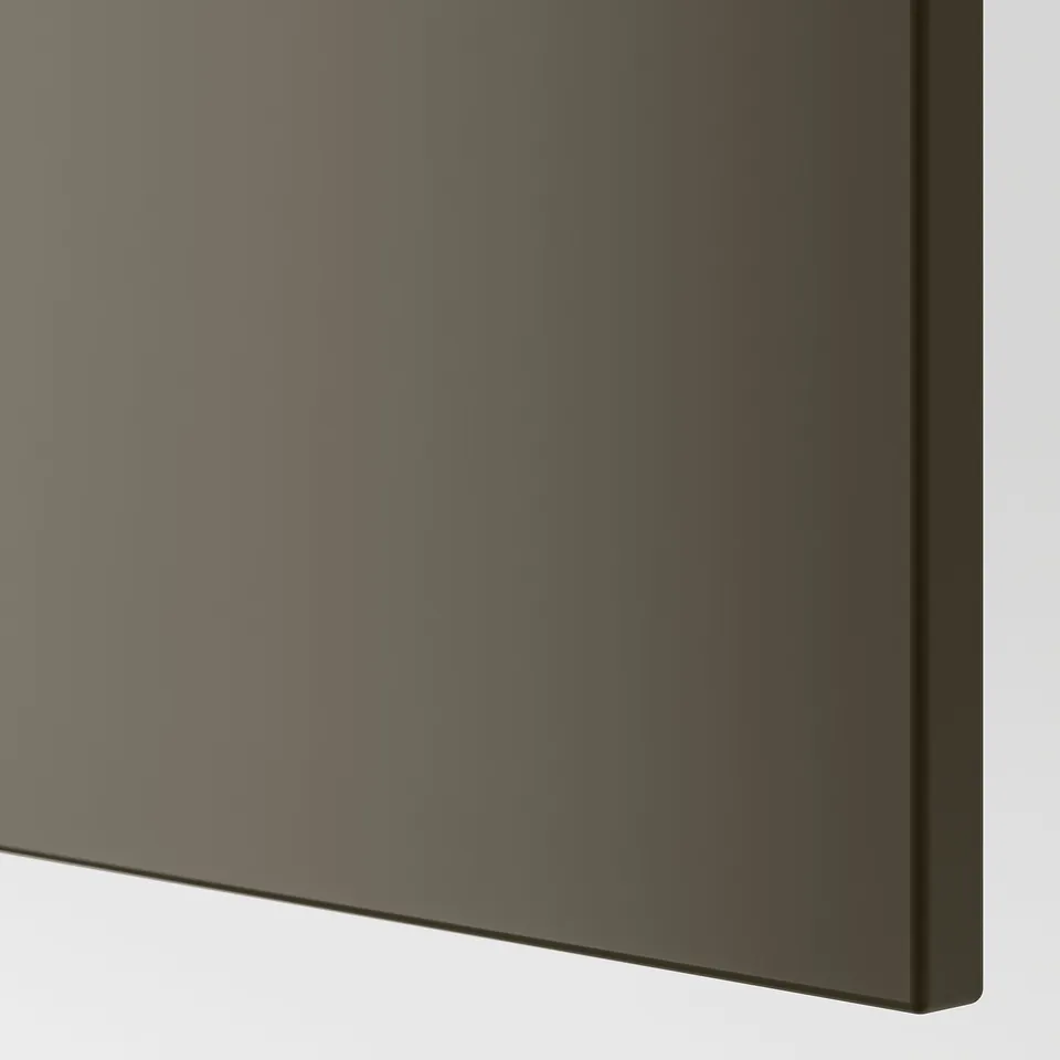 Dark brown kitchen cabinet door, smooth finish, sleek design, part of METOD system.