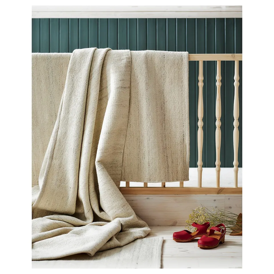 TIDTABELL Rug, flatwoven, beige, 80x150 cm