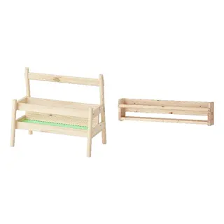 FLISAT set: book display + wall storage, light white stained pine, Width 49 x Depth 28 x Height 41 cm