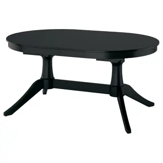 ROSENTORP extendable table, black, 160/215x110 cm