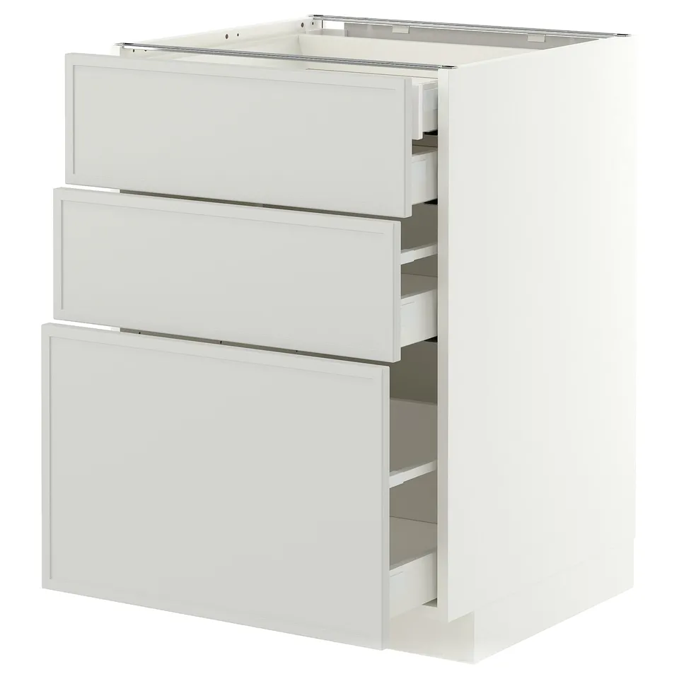 METOD / MAXIMERA Base cb 3 frnts/2 low/1 md/1 hi drw, white/Aspudden light grey, 60x60x80 cm