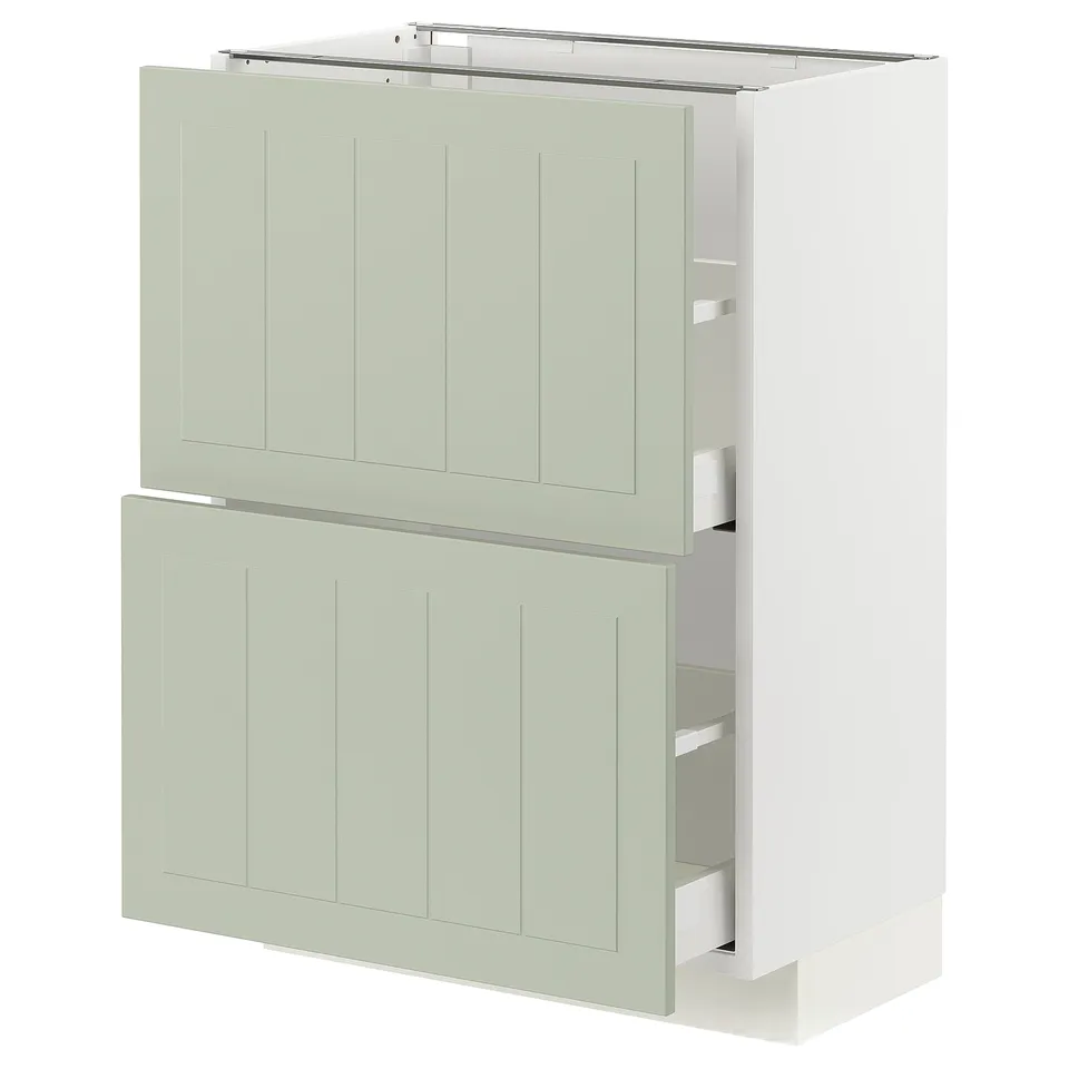 METOD kitchen unit in green with drawers and cabinet, modern design.