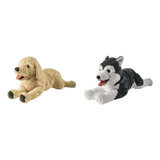 GOSIG/LIVLIG set: soft toy x2, dog/golden retriever + dog/siberian husky, 70 cm