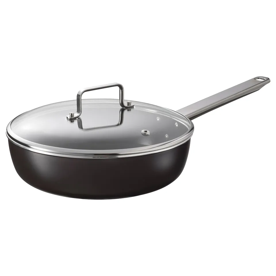 GULDÖRING Sauté pan with lid, non-stick coating glass/black-grey, 24 cm
