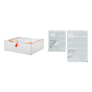 PÄRKLA/SPANTAD set: storage case + vacuum-sealed bag roll-up, set of 2, light blue, 55x49x19 cm